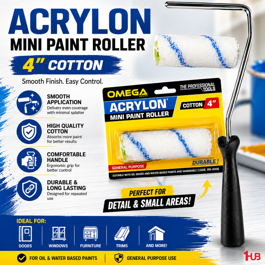 OMEGA Acrylon Mini Paint Roller 4 Inch Cotton | Smooth Paint Application | Professional Painting Tool