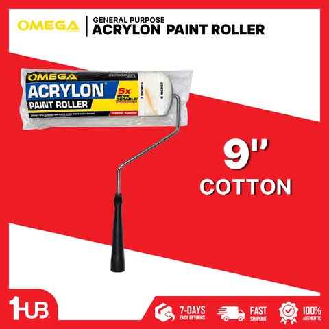 OMEGA Acrylon Paint Roller 9 Inch Cotton | Professional Paint Roller | Smooth & Even Paint Coverage