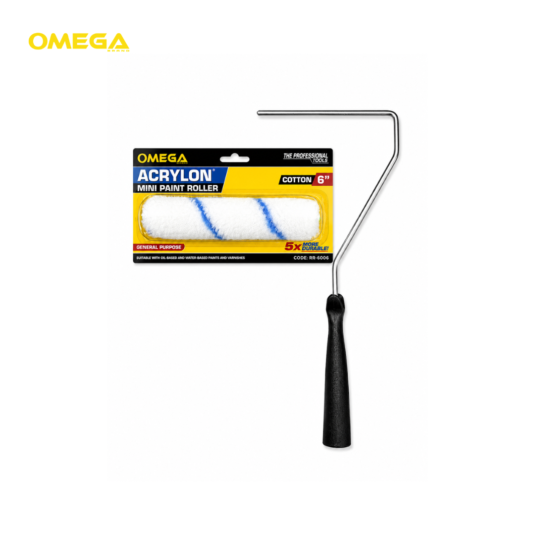 OMEGA Acrylon Mini Paint Roller 6 Inch Cotton Set | Complete Painting Kit | Smooth & Even Paint Application