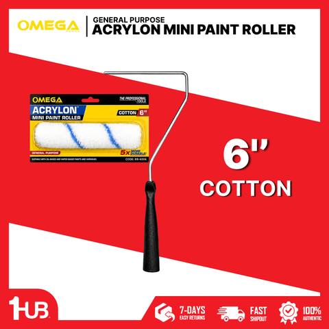 OMEGA Acrylon Mini Paint Roller 6 Inch Cotton Set | Complete Painting Kit | Smooth & Even Paint Application