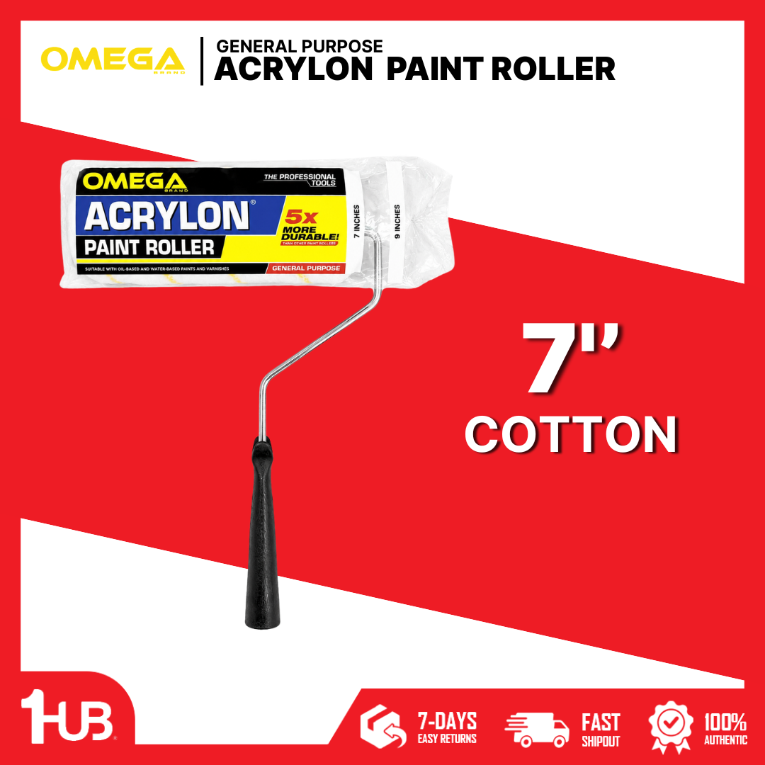 OMEGA Acrylon Paint Roller 7 Inch Cotton | Professional Paint Roller | Smooth & Even Coverage