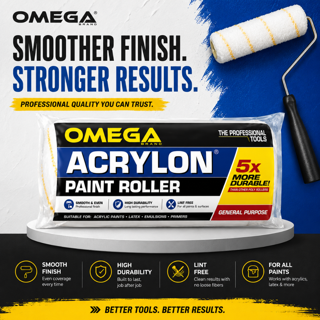 OMEGA Acrylon Paint Roller 7 Inch Cotton | Professional Paint Roller | Smooth & Even Coverage