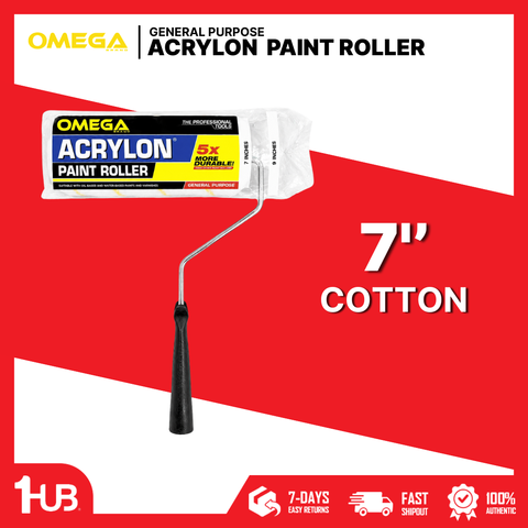 OMEGA Acrylon Paint Roller 7 Inch Cotton | Professional Paint Roller | Smooth & Even Coverage