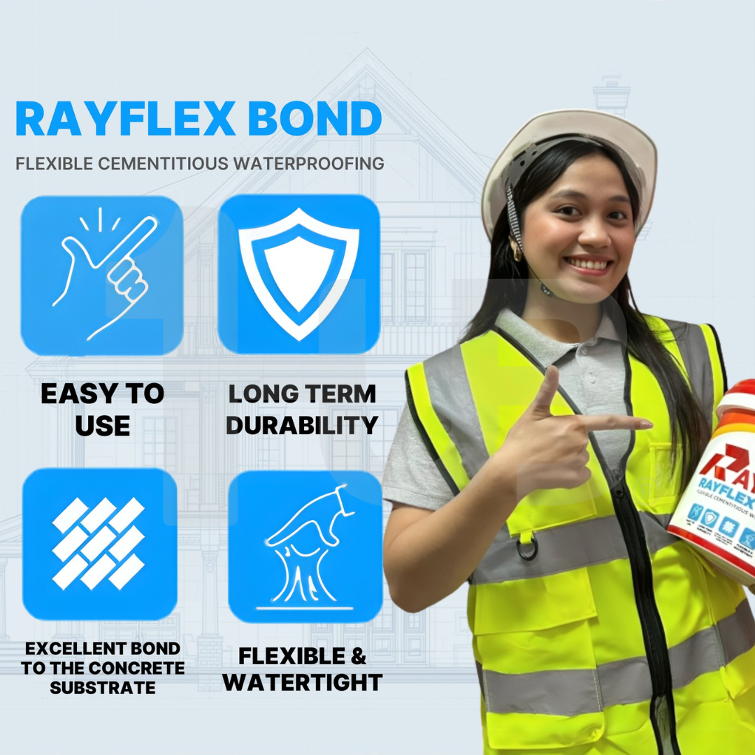 RAYCOAT RAYFLEX BOND CEMENTITIOUS WATERPROOFING COATING – FLEXIBLE CRACK PROTECTION FOR CONCRETE SURFACES ( 4L )