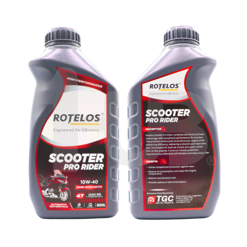 ROTELOS MOTORCYCLE OIL 10W-40 SEMI SYNTHETIC 4T JASO MB PRO RIDER AUTOMATIC  ( 800ML )