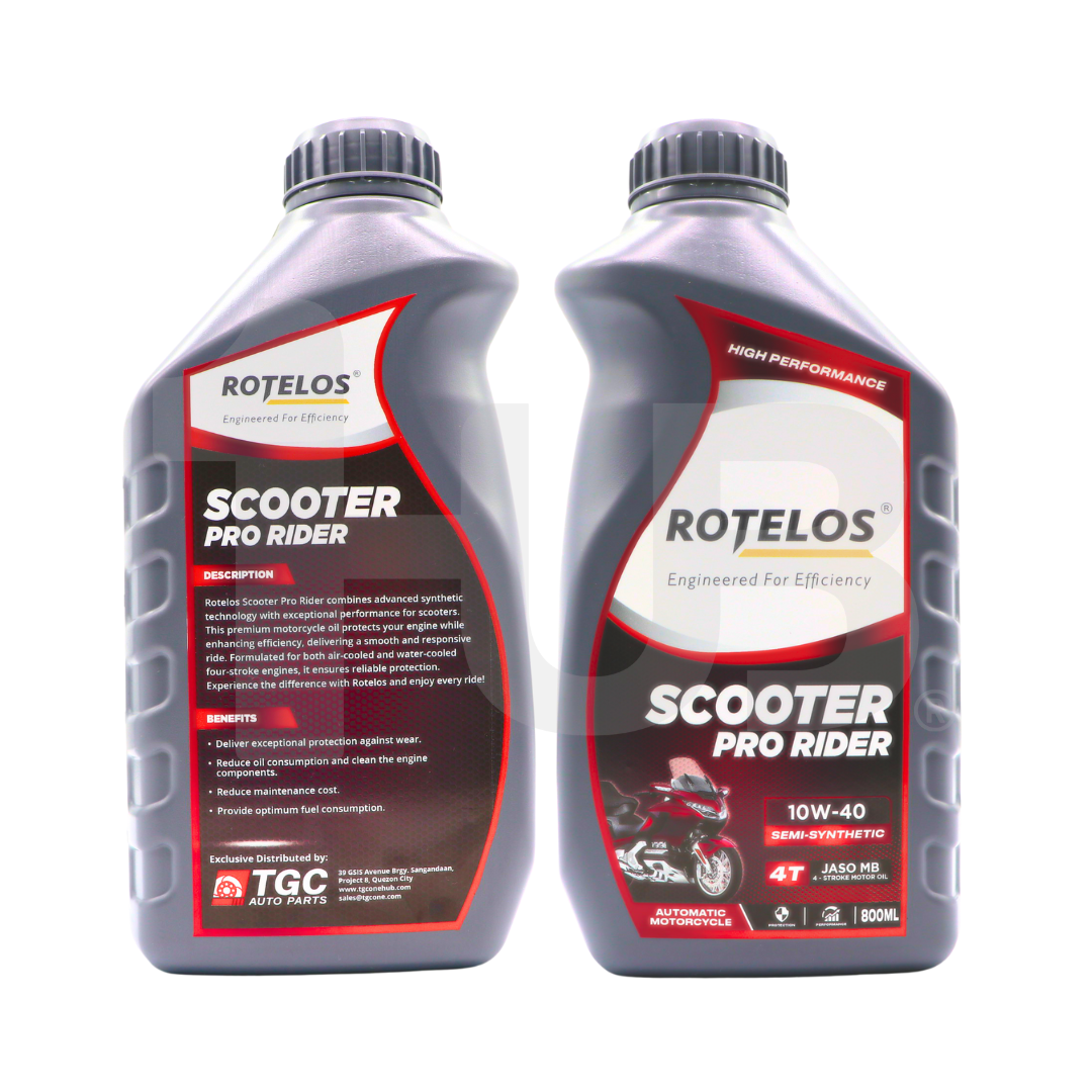 ROTELOS MOTORCYCLE OIL 10W-40 SEMI SYNTHETIC 4T JASO MB PRO RIDER AUTOMATIC  ( 800ML )