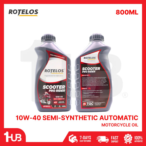 ROTELOS MOTORCYCLE OIL 10W-40 SEMI SYNTHETIC 4T JASO MB PRO RIDER AUTOMATIC  ( 800ML )
