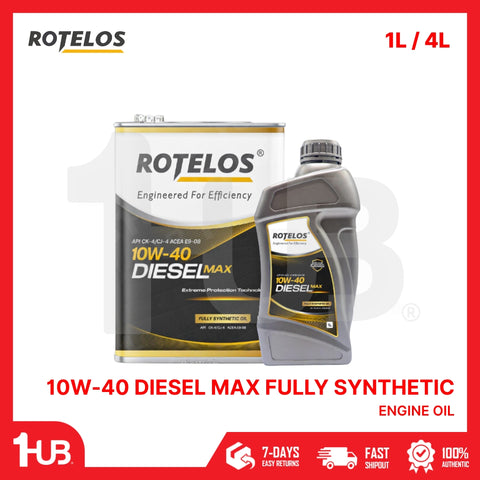 Rotelos 10W-40 Diesel Max Fully Synthetic Engine Oil CK-4 GII + GIII – 1L and 4L for diesel engines performance and protection
