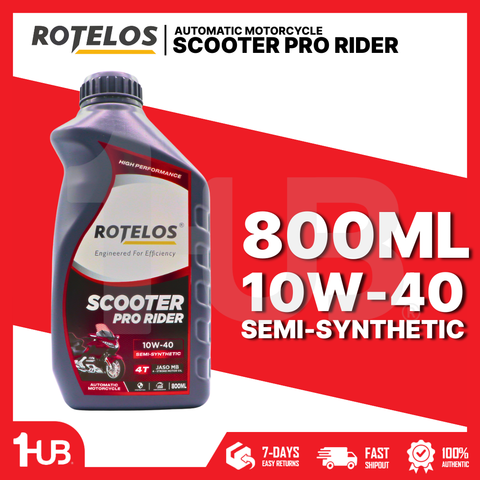 ROTELOS Scooter Pro Rider SAE 10W-40 Semi Synthetic 4T JASO MB 800 ml – Automatic Motorcycle Engine Oil