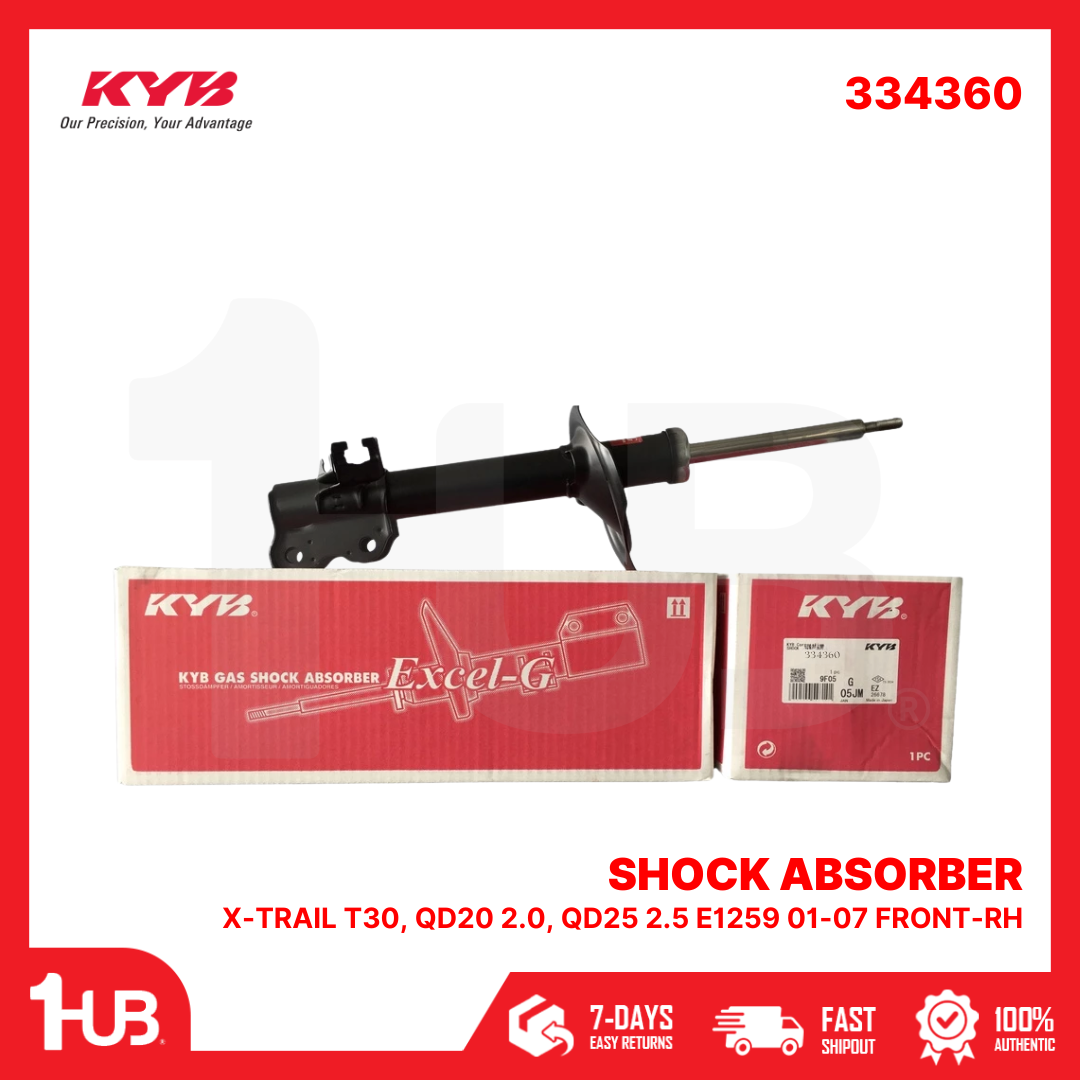 KYB SHOCK ABSORBER - GAS TYPE NISSAN X-TRAIL T30, QD20 2.0, QD25 2.5 E1259 01-07 FRONT-RH 334360  ( 1 PC )