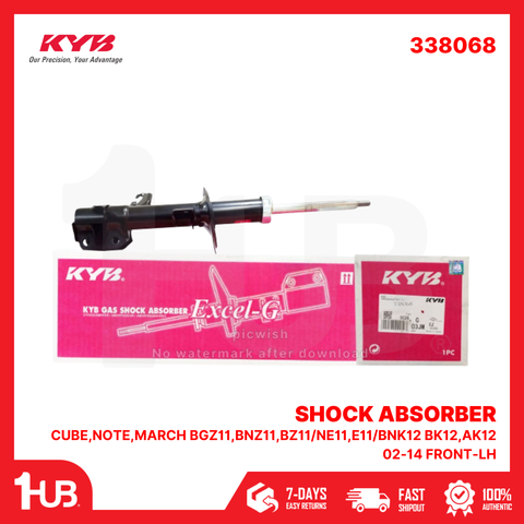 KYB SHOCK ABSORBER - GAS TYPE NISSAN CUBE,NOTE,MARCH BGZ11,BNZ11,BZ11/NE11,E11/BNK12 BK12,AK12 02-14 FRONT-LH 338068  ( 1 PC )