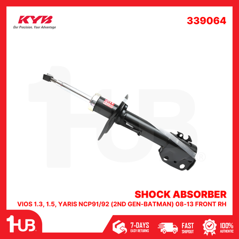 KYB SHOCK ABSORBER - GAS TYPE TOYOTA VIOS 1.3, 1.5, YARIS NCP91/92 (2ND GEN-BATMAN) 08-13 FRONT RH 339064  ( 1 PC )