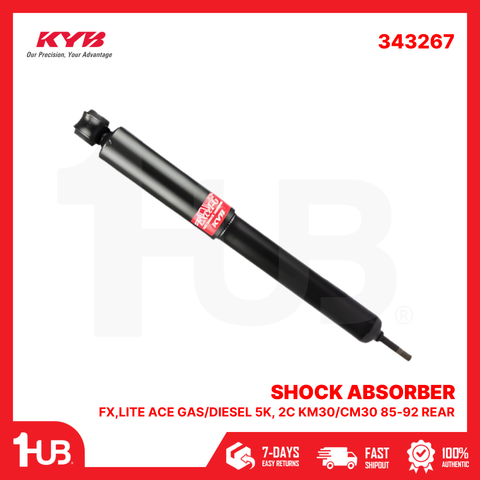 KYB SHOCK ABSORBER - GAS TYPE TOYOTA FX,LITE ACE GAS/DIESEL 5K, 2C KM30/CM30 85-92 REAR 343267  ( 1 PC )