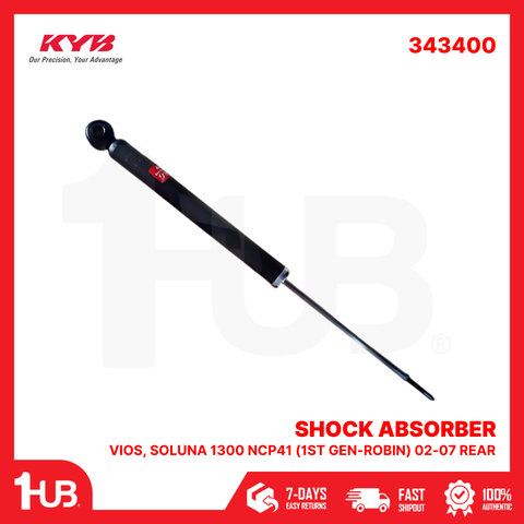 KYB SHOCK ABSORBER - GAS TYPE TOYOTA VIOS, SOLUNA 1300 NCP41 (1ST GEN-ROBIN) 02-07 REAR 343400 48530-09610 ( 1 PC )