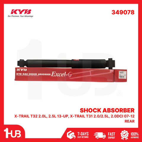 KYB SHOCK ABSORBER - GAS TYPE NISSAN X-TRAIL T32 2.0L, 2.5L 13-UP, X-TRAIL T31 2.0/2.5L, 2.0DCI 07-12 REAR 349078  ( 1 PC )