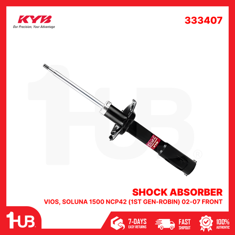 KYB SHOCK ABSORBER - GAS TYPE TOYOTA VIOS, SOLUNA 1500 NCP42 (1ST GEN-ROBIN) 02-07 FRONT 333407  ( 1 PC )