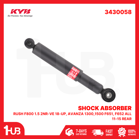 KYB SHOCK ABSORBER - GAS TYPE TOYOTA RUSH F800 1.5 2NR-VE 18-UP, AVANZA 1300,1500 F651, F652 ALL 11-15 REAR 3430058  ( 1 PC )