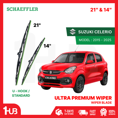 SCHAEFFLER ULTRA PREMIUM WIPER BLADE FOR SUZUKI CELERIO 2015 - 2025 MODEL U-HOOK / MULTI-ADAPTOR BANANA TYPE