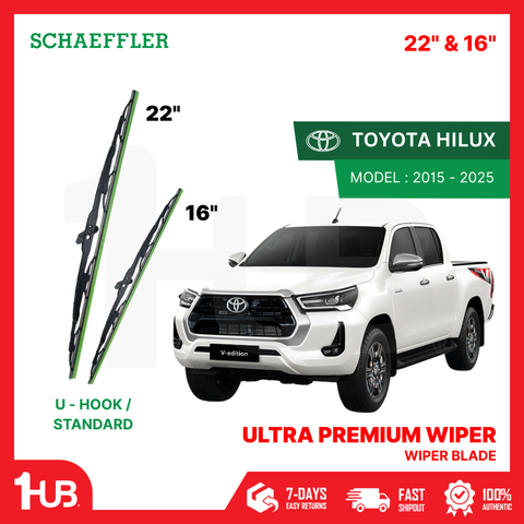 SCHAEFFLER ULTRA PREMIUM WIPER BLADE FOR TOYOTA HILUX 2005 - 2014, 20015 - 2025 MODEL U-HOOK / MULTI-ADAPTOR BANANA TYPE