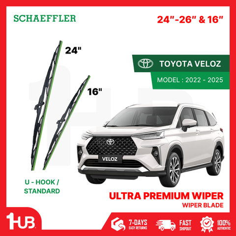 SCHAEFFLER ULTRA PREMIUM WIPER BLADE FOR TOYOTA VELOZ 2022 - 2025 MODEL U-HOOK / MULTI-ADAPTOR BANANA TYPE