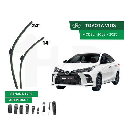 SCHAEFFLER ULTRA PREMIUM WIPER BLADE FOR TOYOTA VIOS 2005 - 2025 U-HOOK / MULTI-ADAPTOR BANANA TYPE