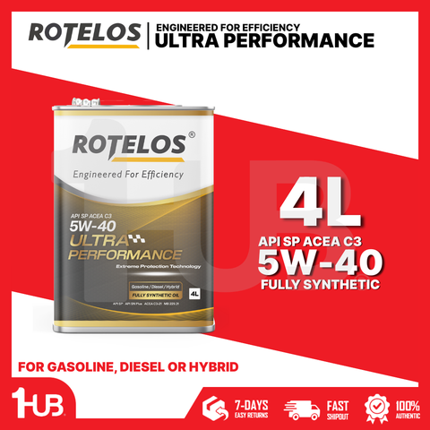 ROTELOS Engine Oil SAE 5W-40 Ultra Performance Fully Synthetic API SP/C3 G-III 4 Liters – Advanced Engine Protection