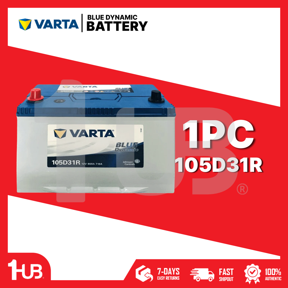 VARTA BATTERY N70 BLUE 105D31R ( 1 PC )