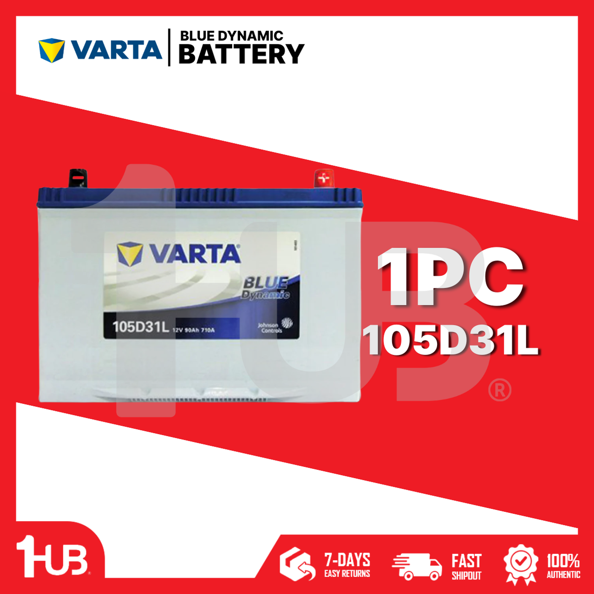 VARTA BLUE CAR BATTERY 105D31L / N70( 1 PC )