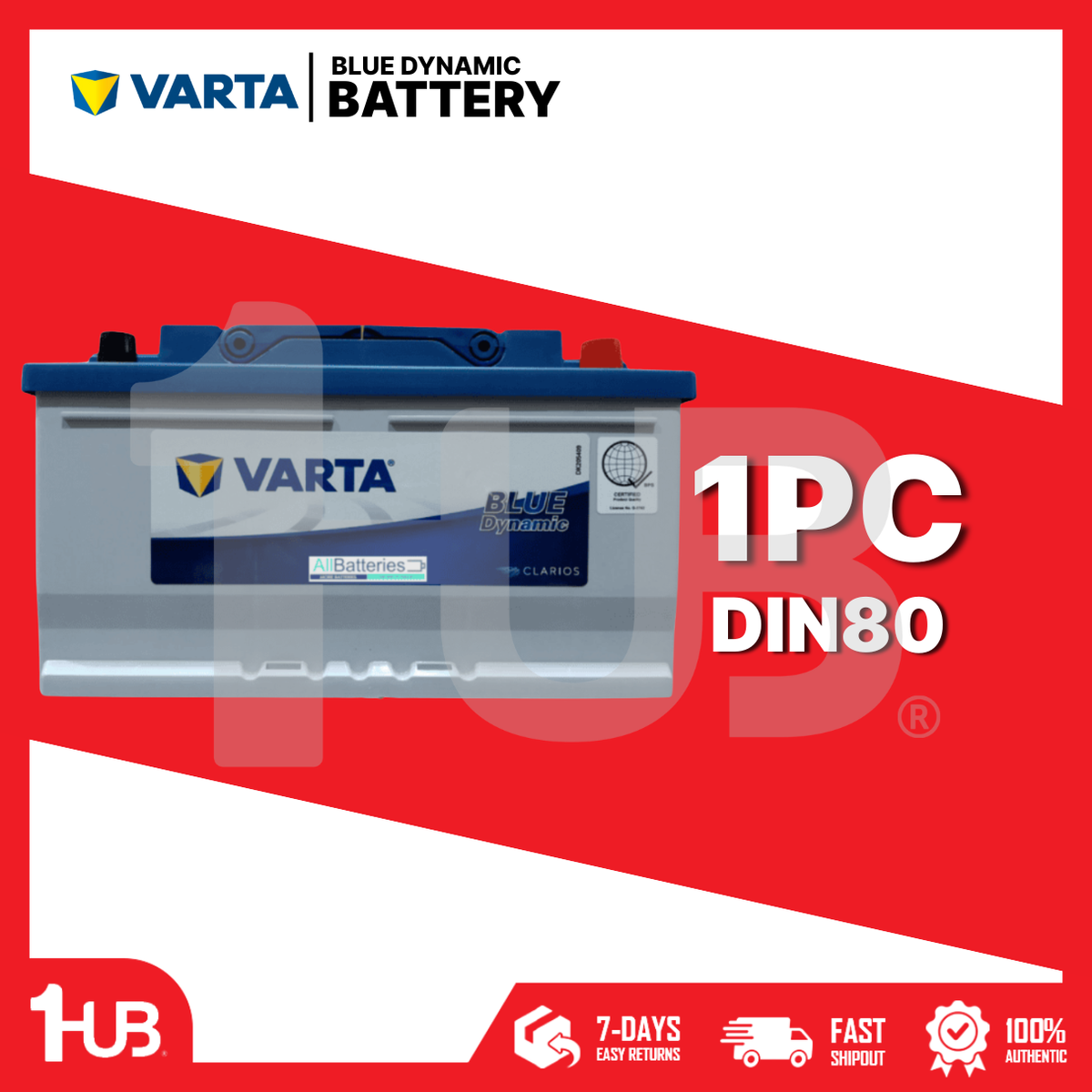 VARTA BLUE CAR BATTERY 58014 DIN80( 1 PC )