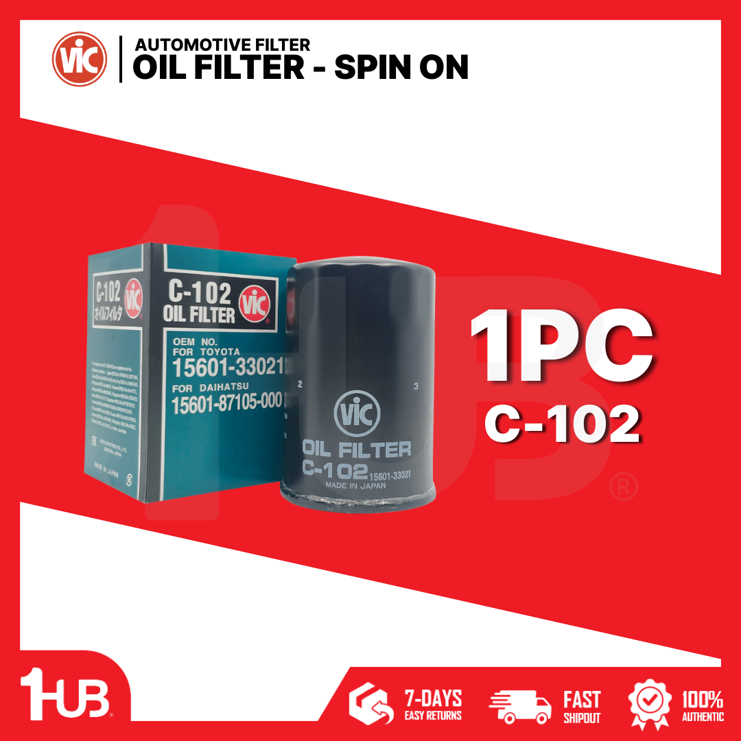VIC OIL FILTER SPIN ON VIC C-102 TOYOTA 3K , 4K , 18R , 21R C-102 1050710 ( 1 PC )