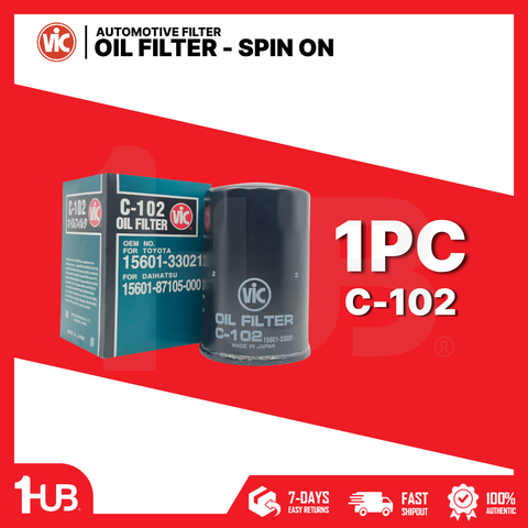 VIC OIL FILTER SPIN ON VIC C-102 TOYOTA 3K , 4K , 18R , 21R C-102 1050710 ( 1 PC )