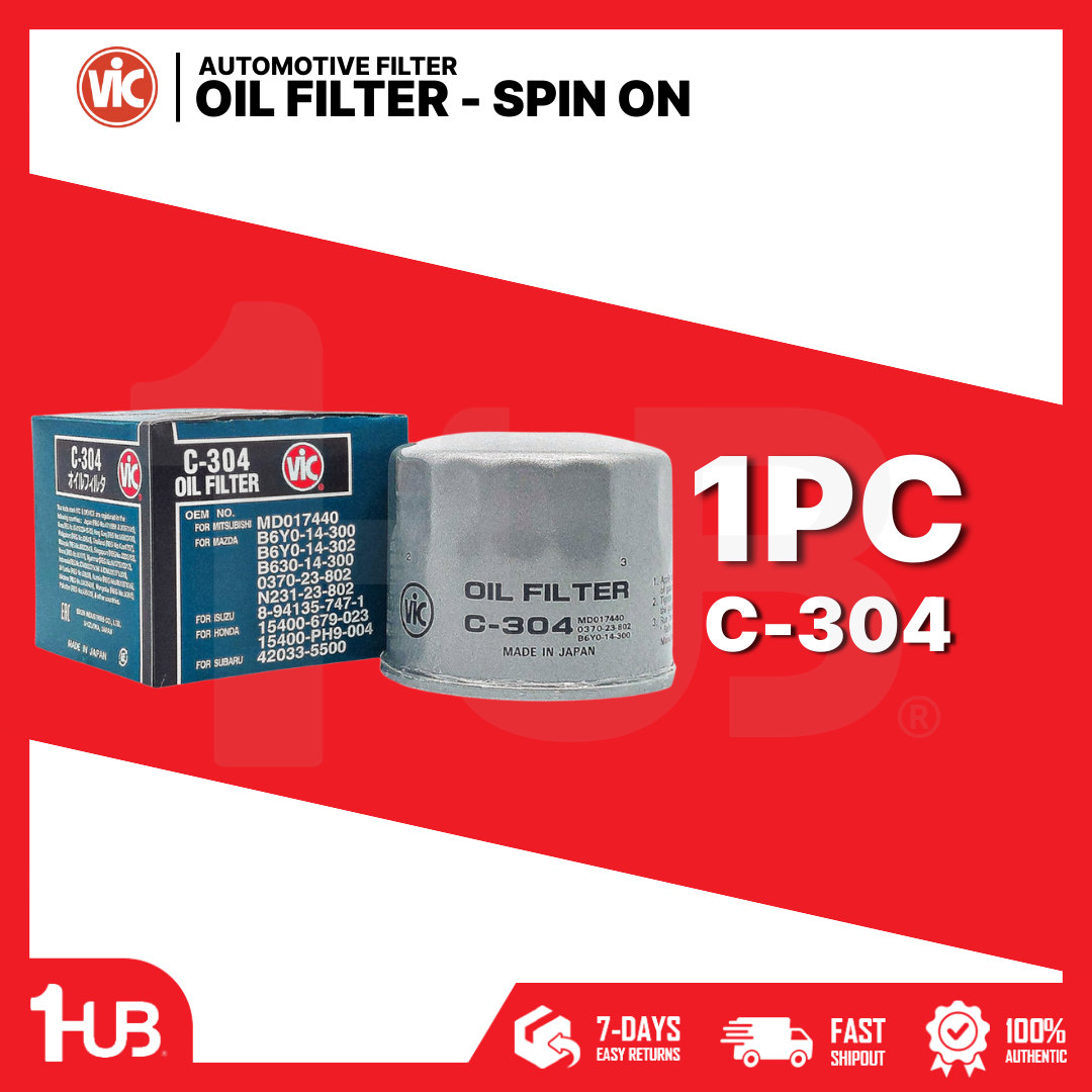 VIC OIL FILTER SPIN ON VIC C-304 FORD LASER , KIA PRIDE , SORENTO GAS GE3500 , HYUNDAI ELANTRA / GETZ / MATRIX / TUCSON GAS  C-304 19244 ( 1 PC )
