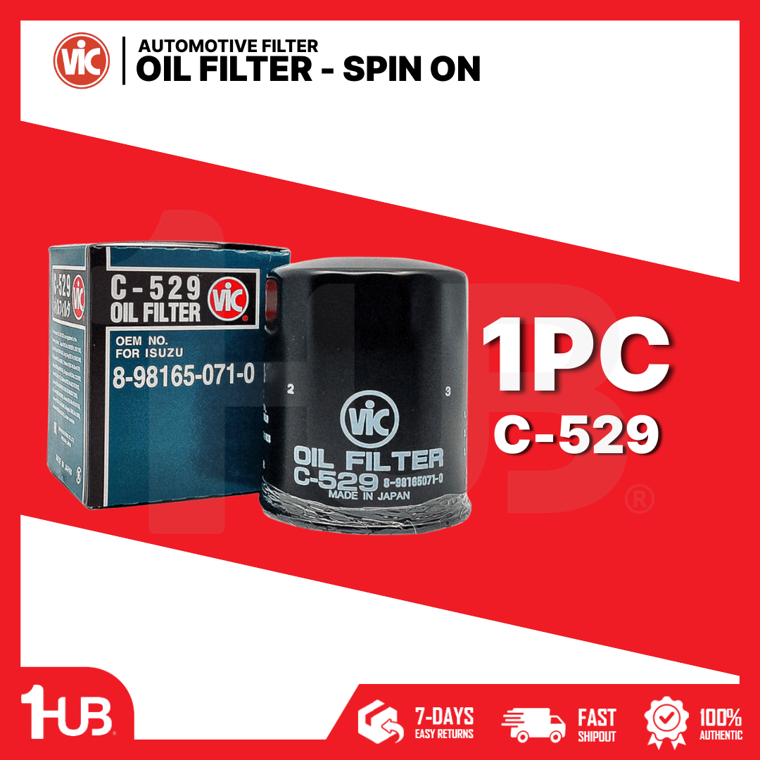 VIC OIL FILTER SPIN ON VIC C-529 8-98165-071-0 ISUZU D-MAX 2.5/3.0 4JH-1 2014, D-MAX LS 4WD &2WD 2018, MU-X 3.0 2018  C-529 2589902 ( 1 PC )