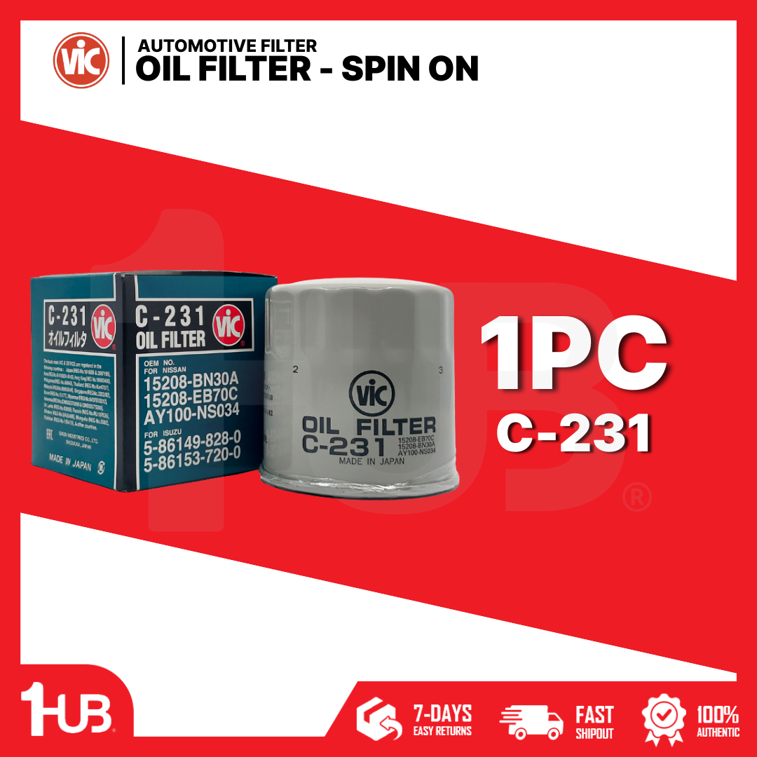 VIC OIL FILTER SPIN ON VIC C-231 NISSAN NAVARA YD25 05-, YD25-Ti, LD23 87-, YD22 87-, LD20 87-  C-231 2707208 ( 1 PC )