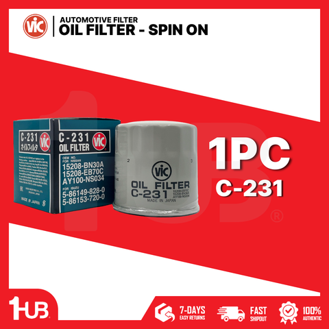 VIC OIL FILTER SPIN ON VIC C-231 NISSAN NAVARA YD25 05-, YD25-Ti, LD23 87-, YD22 87-, LD20 87-  C-231 2707208 ( 1 PC )