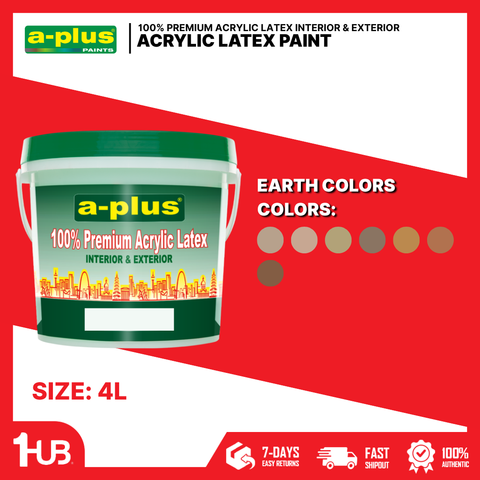 A-Plus All Weather® Premium Acrylic Waterproof Elastomeric Paint (4L) Earth Tone Paint Colors Collection | Natural, Warm & Timeless Shades