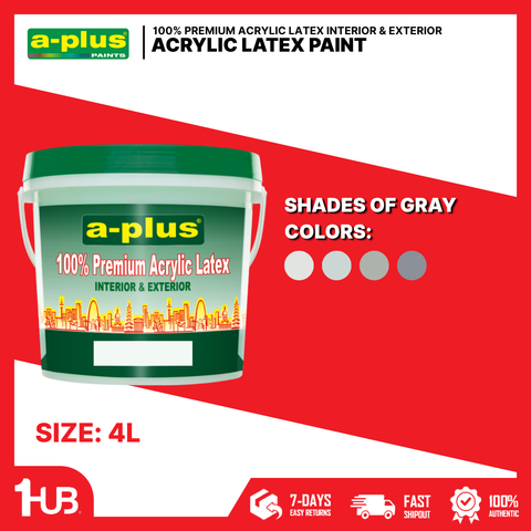 A-Plus All Weather® Premium Acrylic Waterproof Elastomeric Paint (4L) Gray & Black Paint Shades Collection | Modern, Neutral & Elegant Wall Colors