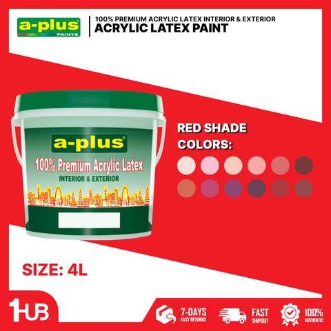 A-Plus All Weather® Premium Acrylic Waterproof Elastomeric Paint (4L) Red Paint Shades Collection | Elegant, Bold & Warm Wall Colors