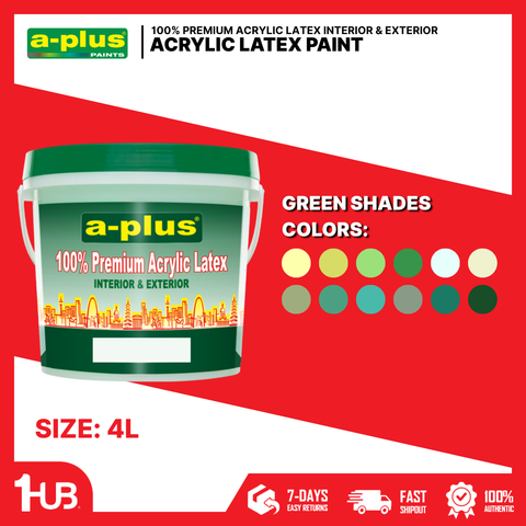 A-Plus All Weather® Premium Acrylic Waterproof Elastomeric Paint (4L) Green Paint Shades Collection | Fresh, Natural & Calming Wall Colors
