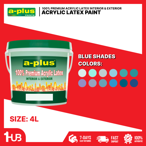 A-Plus All Weather® Premium Acrylic Waterproof Elastomeric Paint (4L) Blue Paint Shades Collection | Cool, Calm & Elegant Wall Colors