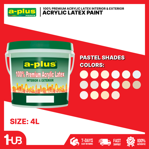 A-Plus All Weather® Premium Acrylic Waterproof Elastomeric Paint (4L) Pastel Paint Shades Collection | Soft, Light & Elegant Wall Colors
