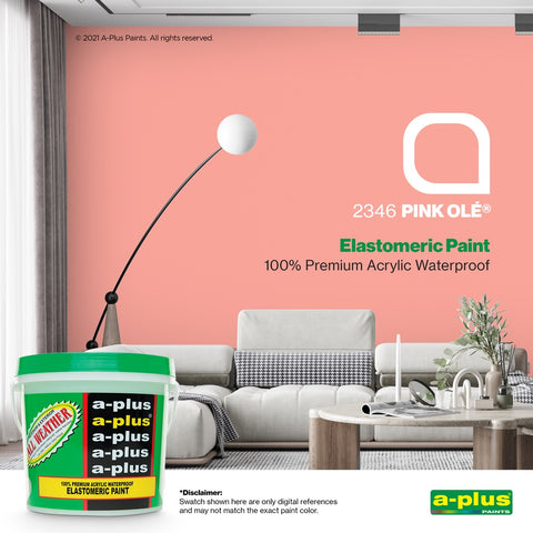 A-Plus All Weather Paint 4L- Medium Gloss | Pink Shades for Interior & Exterior Concrete, Wood,  water-based paint