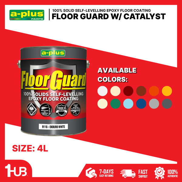 A-Plus FloorGuard® 100% Solids & Self-Levelling Epoxy Floor Coating Colors (4L) | Heavy-Duty Seamless Floor Protection