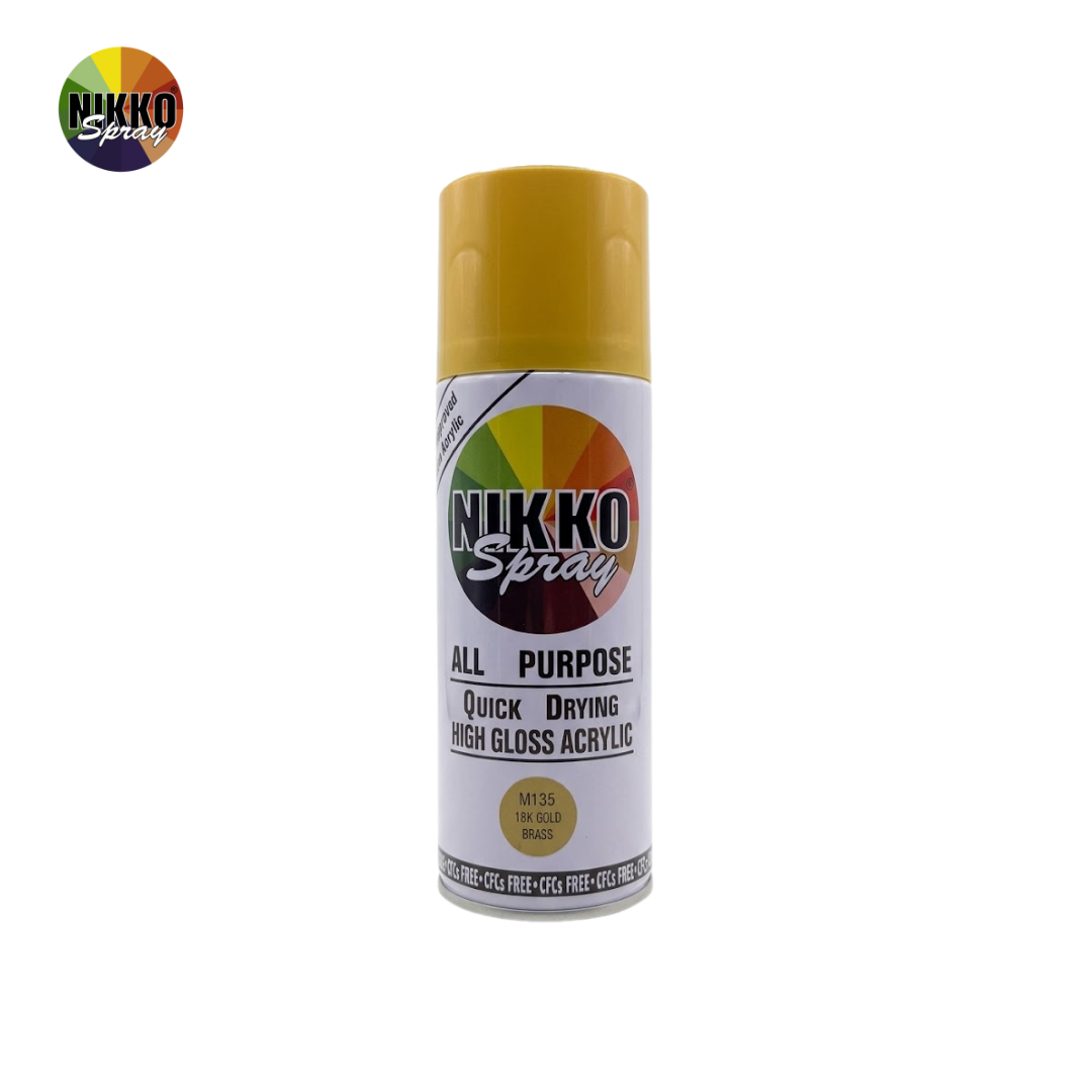 NIKKO M135 Metallic Spray Paint 18K Gold Brass Finish