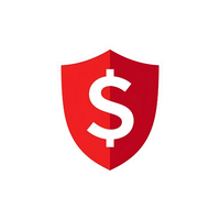Red shield with a white dollar sign on a white background